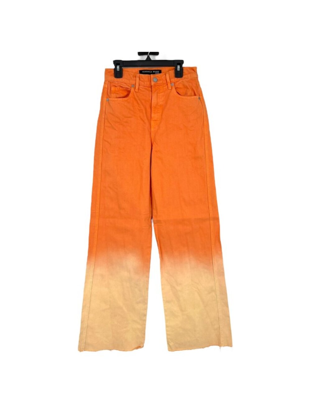 Veronica Beard Taylor Ombre Wide Leg Jeans Dusty Melon High Rise Raw Hem Size 25